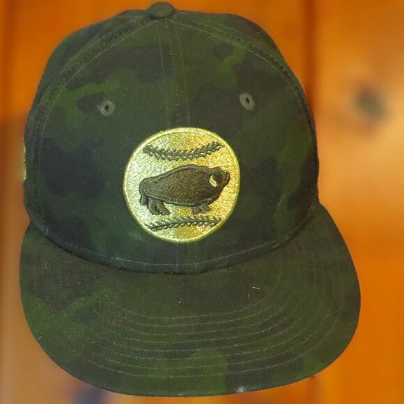 New Era Buffalo Bisons MILB Armed Forces 59Fifty Fitted Camo ball cap Size 7 - Picture 1 of 9